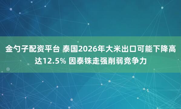 金勺子配资平台 泰国2026年大米出口可能下降高达12.5% 因泰铢走强削弱竞争力
