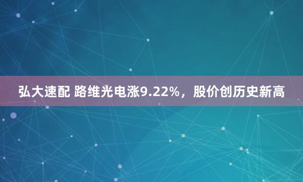 弘大速配 路维光电涨9.22%，股价创历史新高